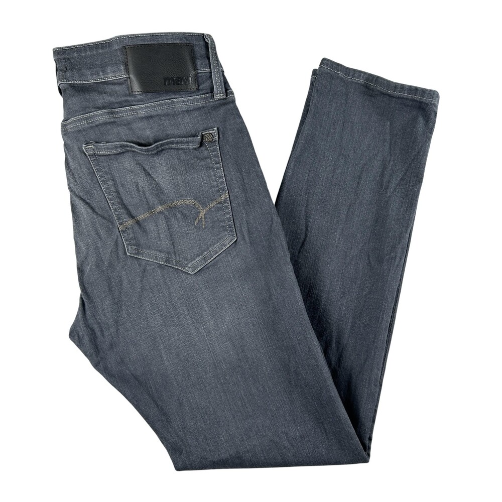 Mavi Jake Jeans Mens 32x29 Gray Medium Wash Denim Slim Straight Stretch